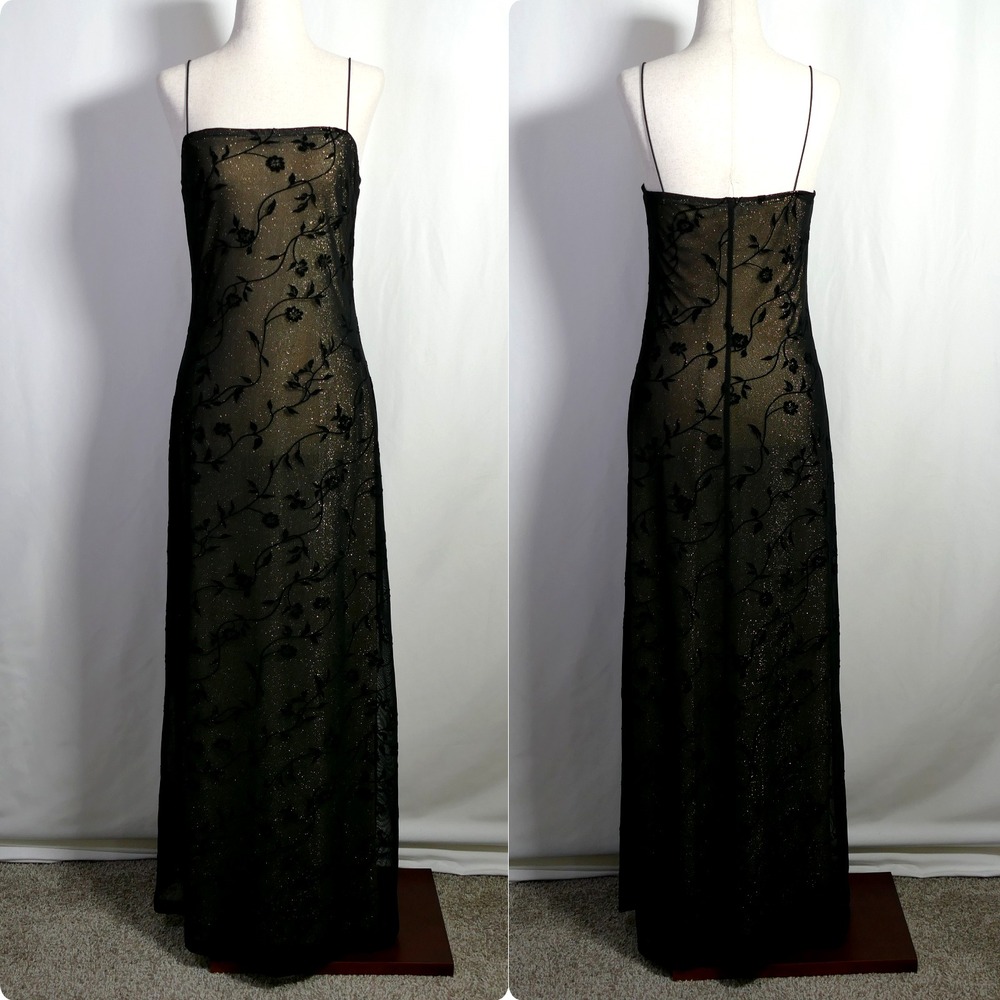 VTG Rampage Y2K Fairy Grunge Whimsigoth Maxi Dress Size M Velvet Burnout Regency